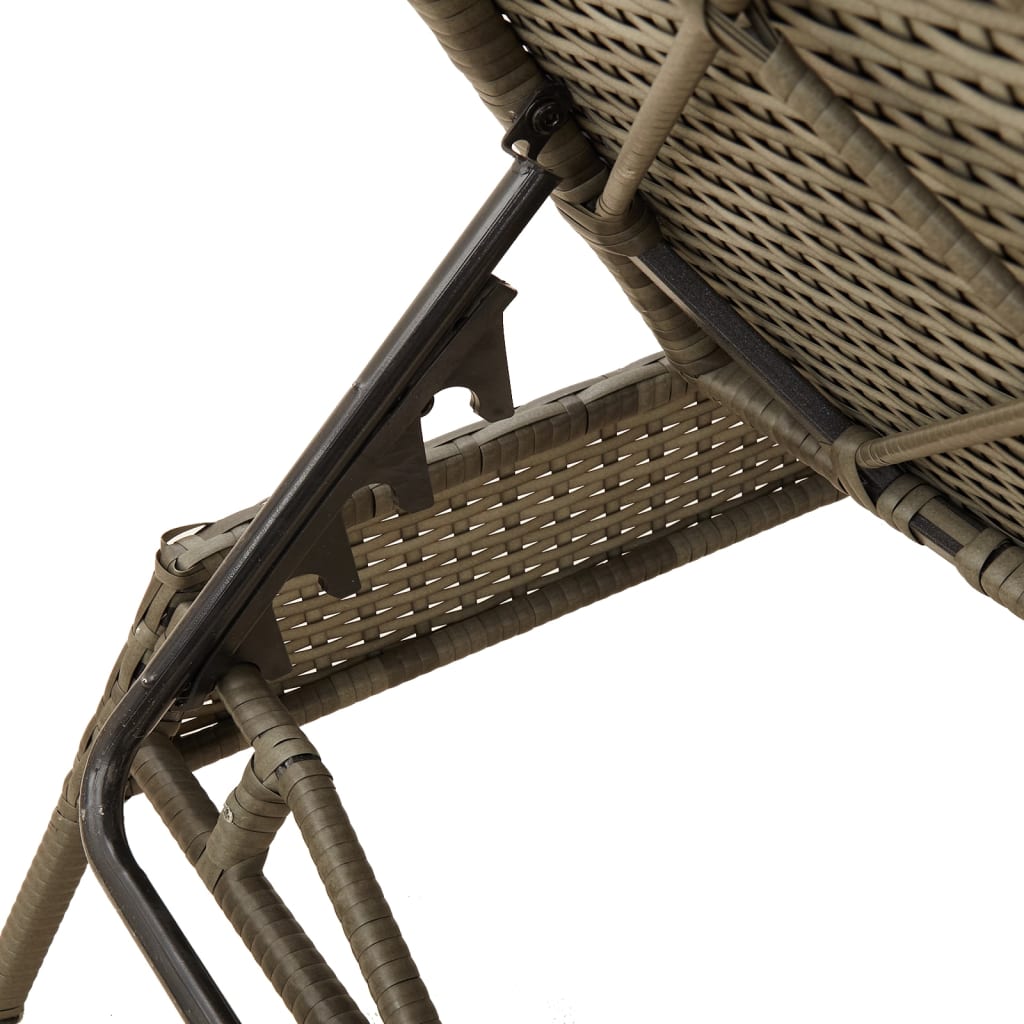 Sun Loungers 2 pcs with Table Grey Poly Rattan