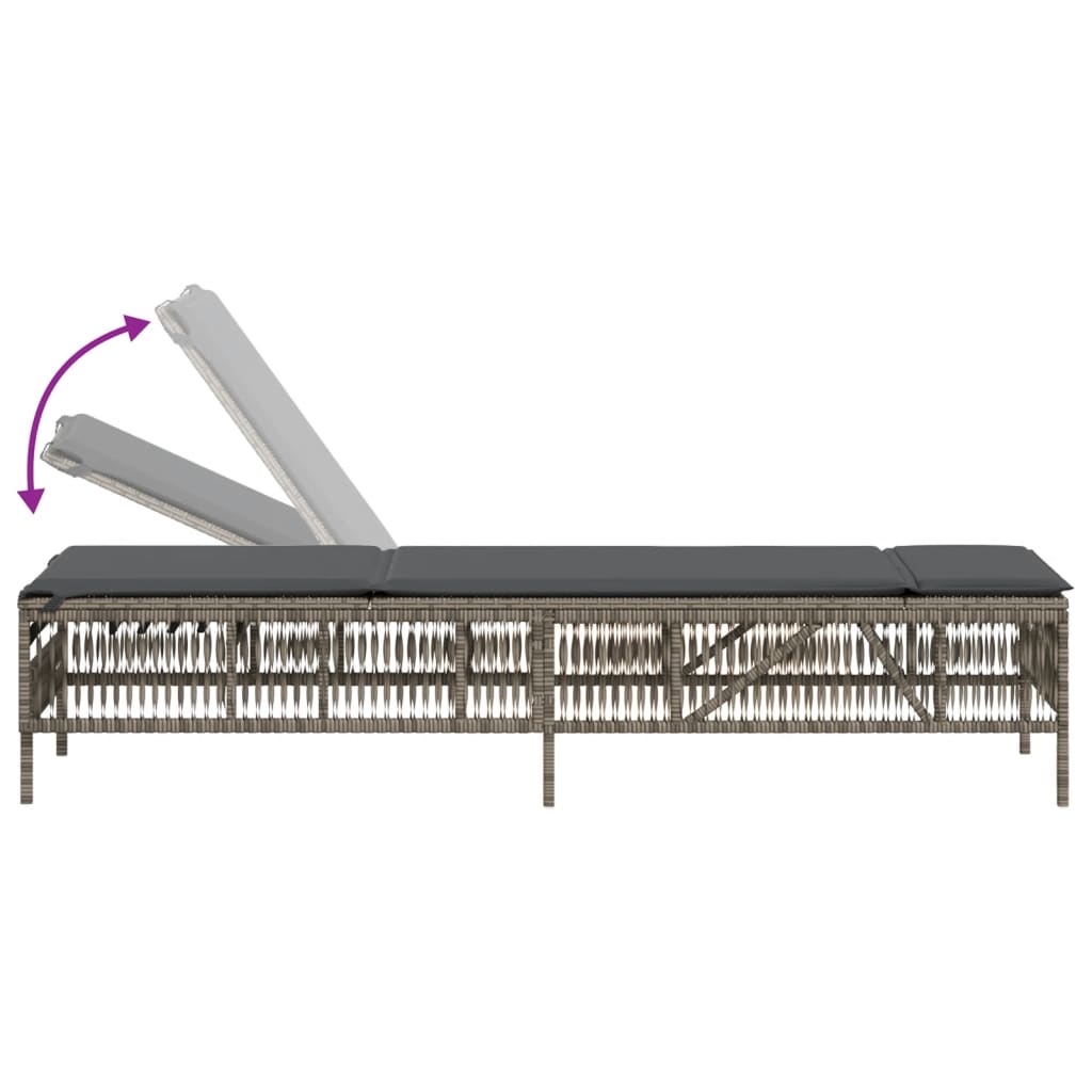 Sun Loungers 2 pcs with Table Grey Poly Rattan