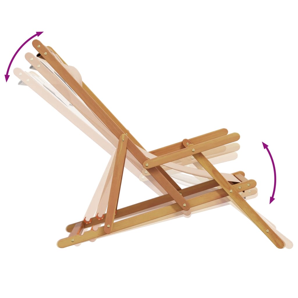 Folding Chair Beige Solid Wood Eucalyptus and Fabric