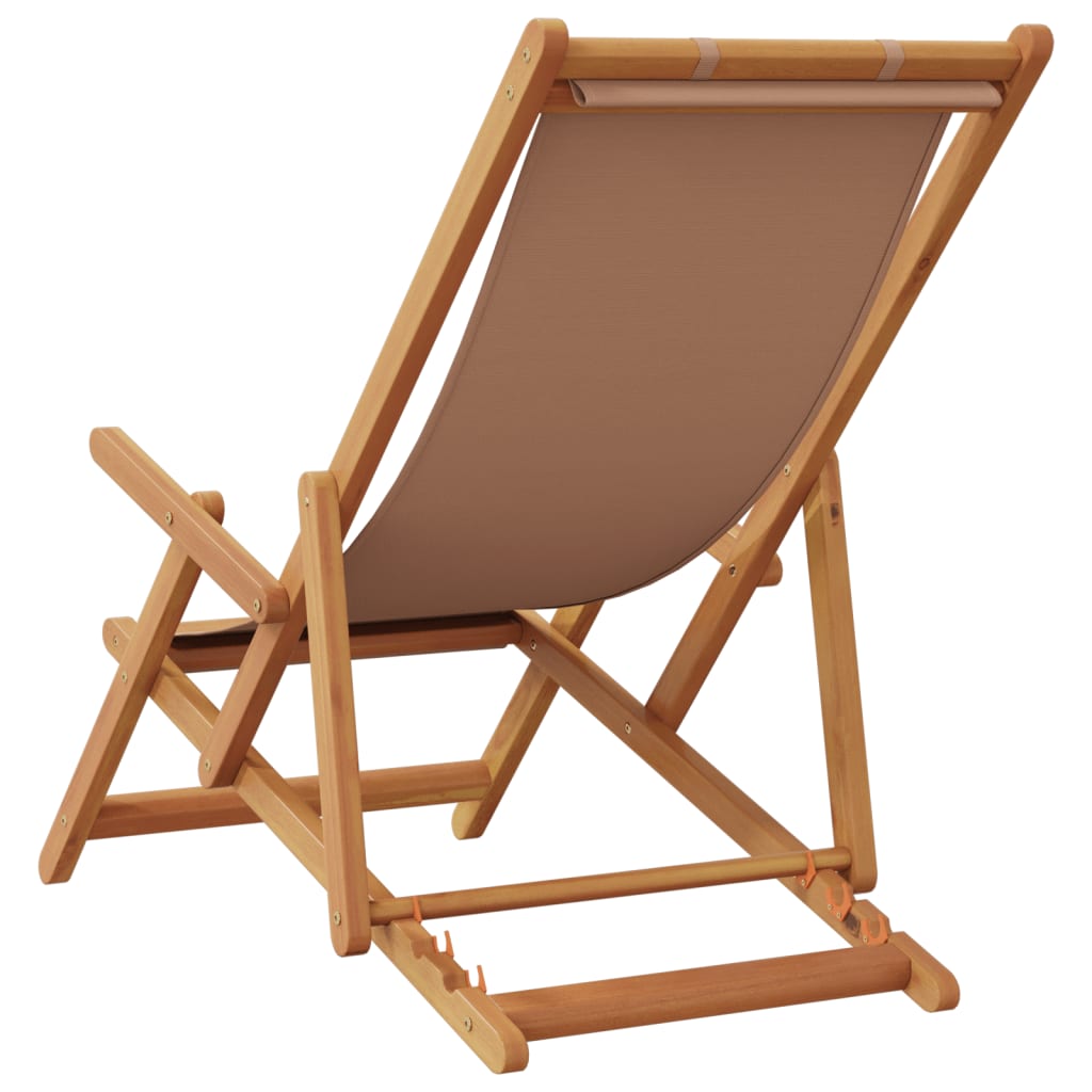 Folding Chair Taupe Solid Wood Eucalyptus and Fabric