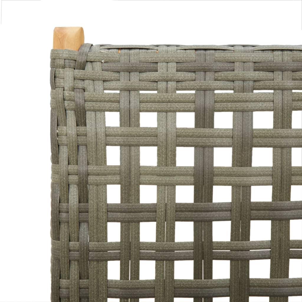 Folding Chairs 2 pcs Grey Solid Wood Acacia and Poly Rattan
