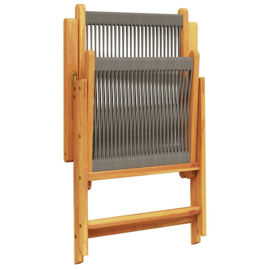Folding Chairs 2 pcs Grey Solid Wood Acacia and Polypropylene