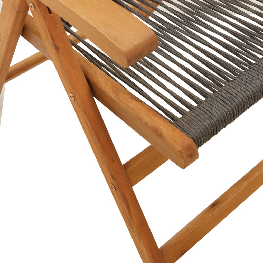 Folding Chairs 2 pcs Grey Solid Wood Acacia and Polypropylene