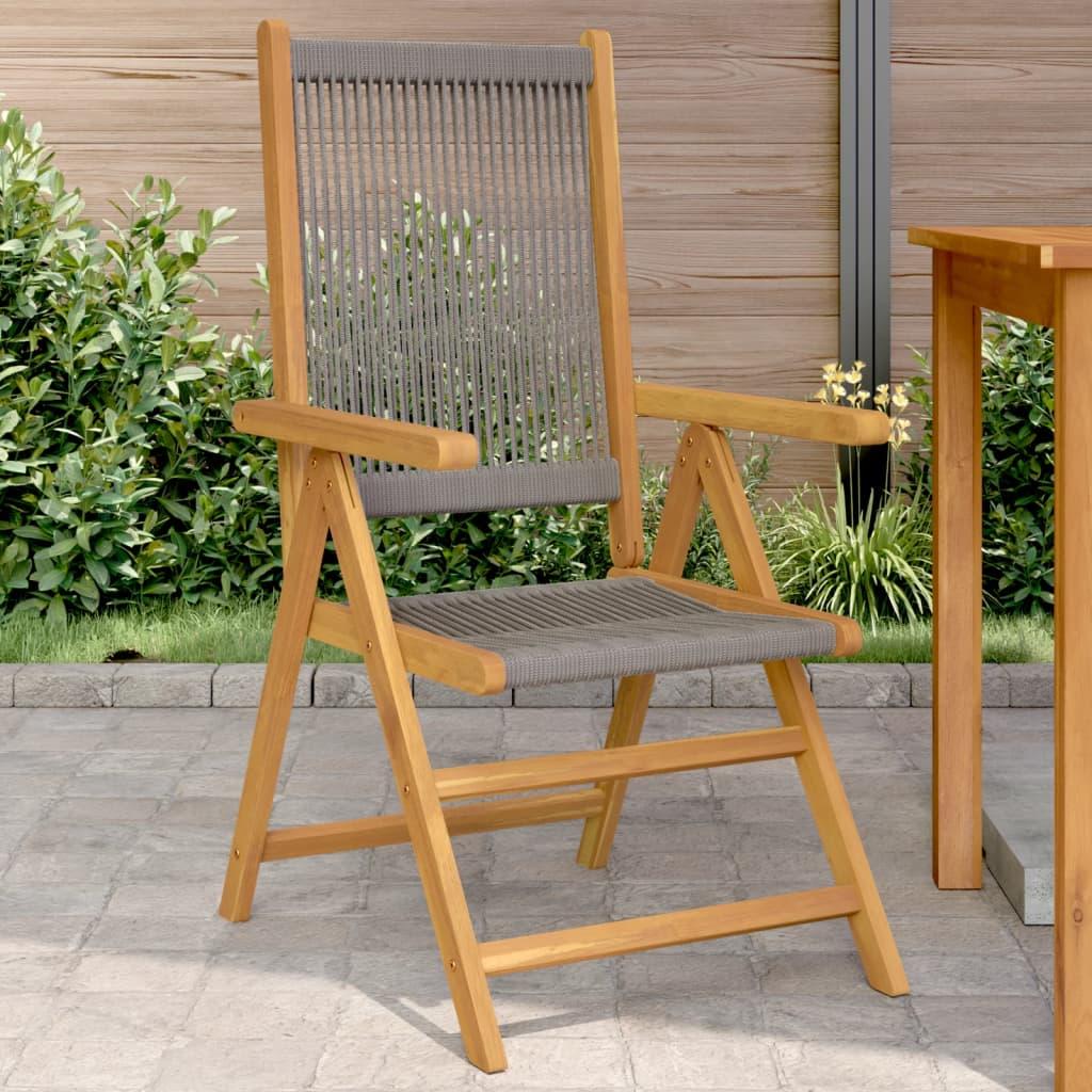 Folding Chairs 2 pcs Grey Solid Wood Acacia and Polypropylene