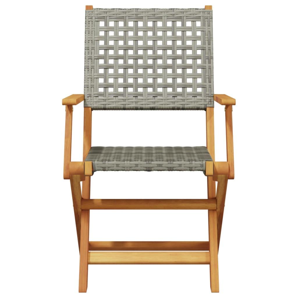 Garden Chairs 2 pcs Grey Solid Wood Acacia and Poly Rattan