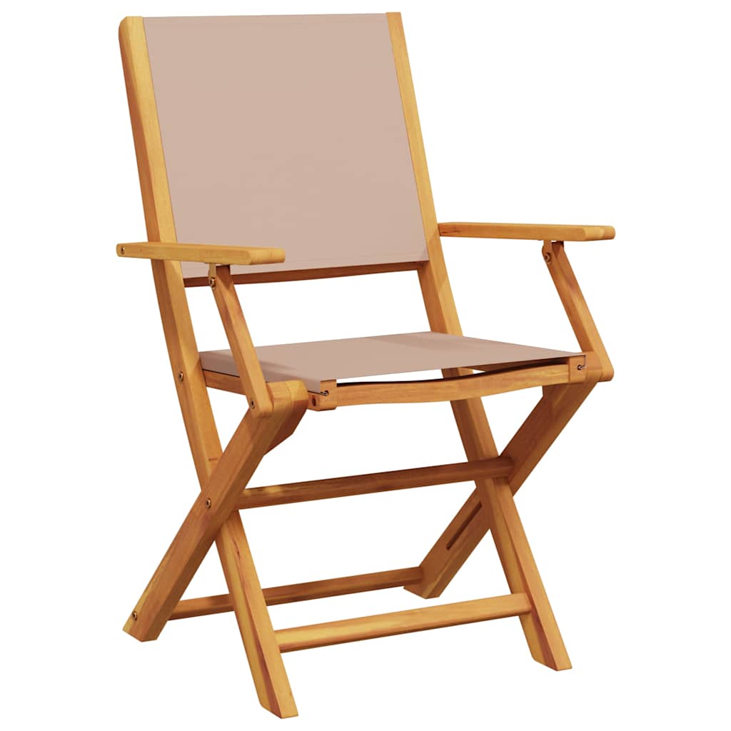 Folding Chairs 2 pcs Taupe Solid Wood Acacia and Fabric