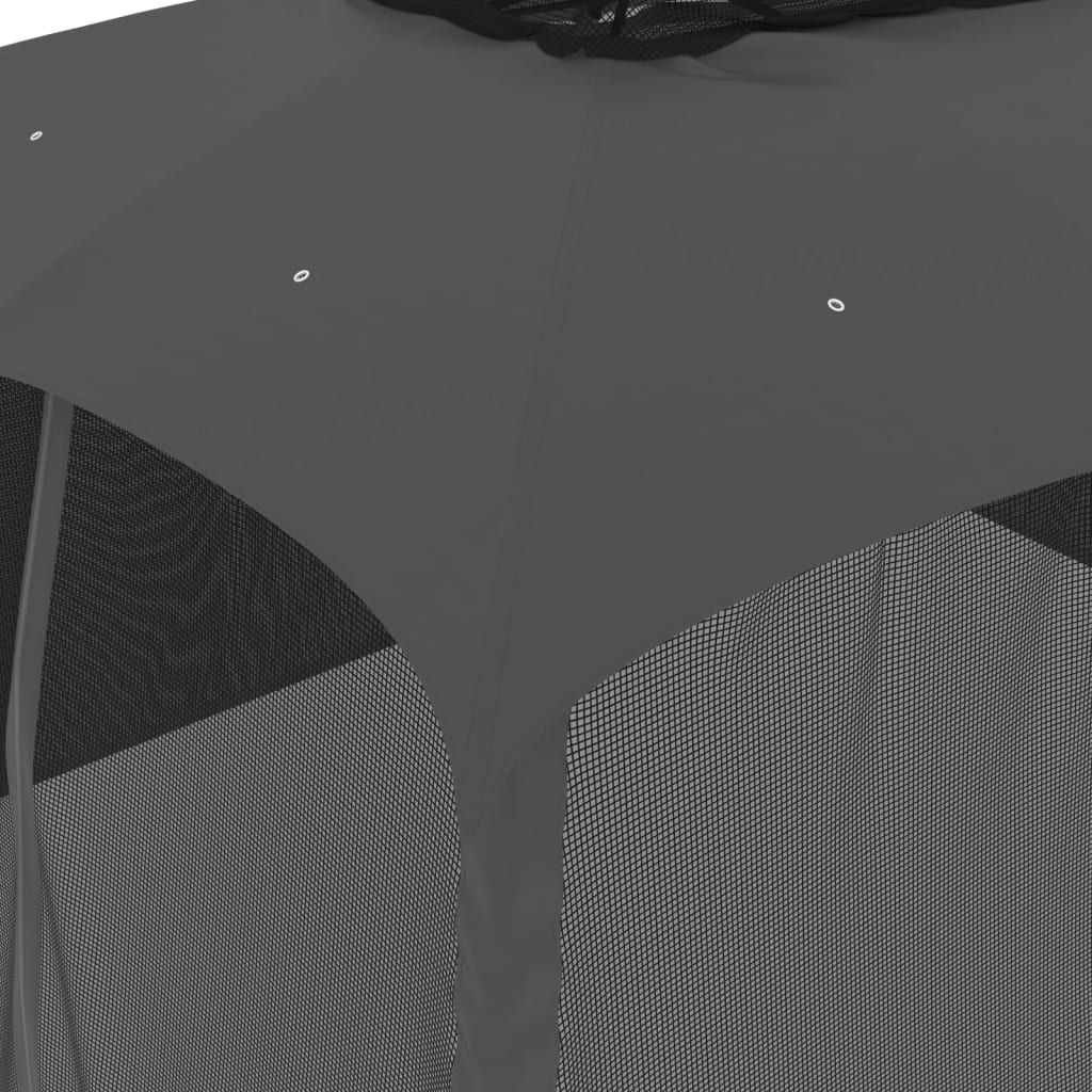 Gazebo with Double Roof&Mesh Walls Anthracite 3.93x2.93 m Steel