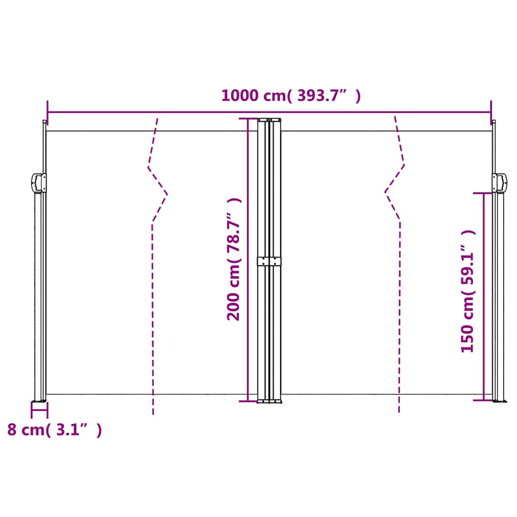 Retractable Side Awning Anthracite 200x1000 cm