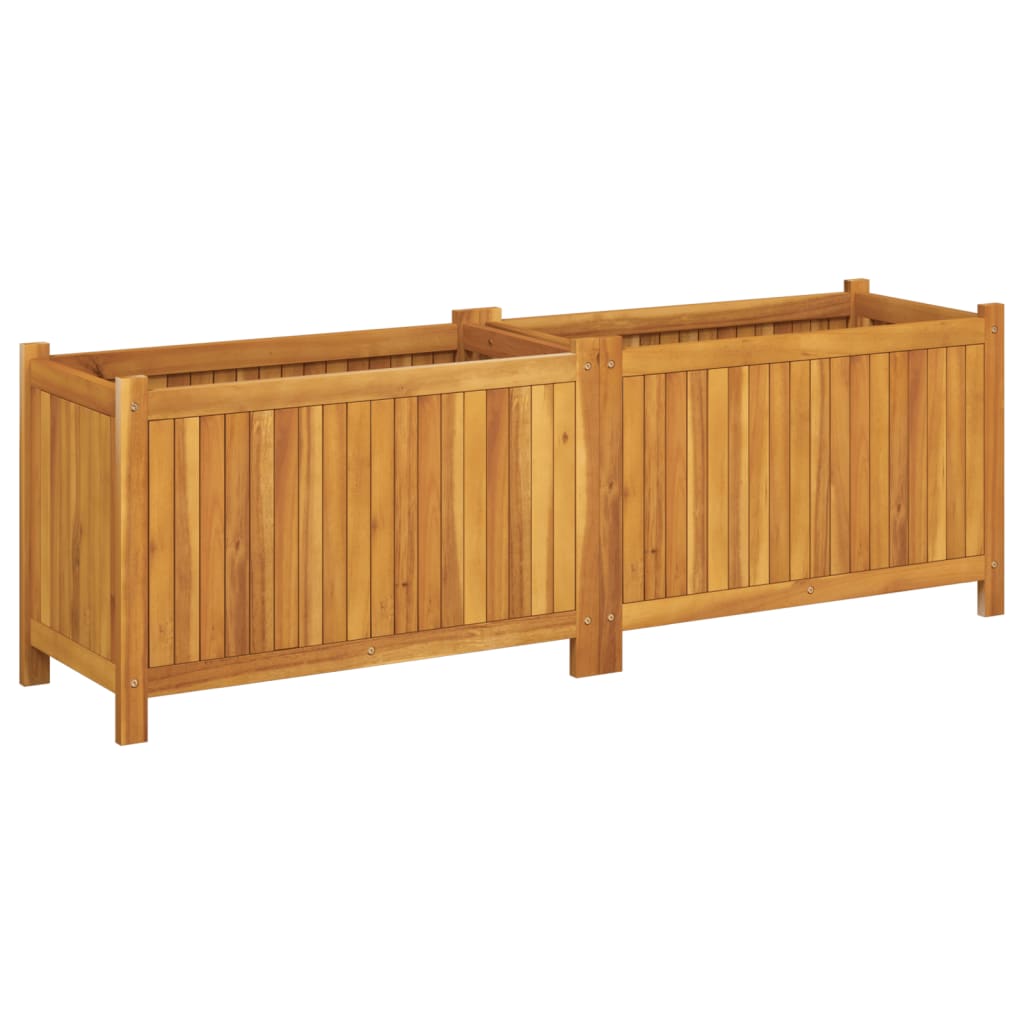 Garden Planter with Liner 153x38.5x50 cm Solid Wood Acacia