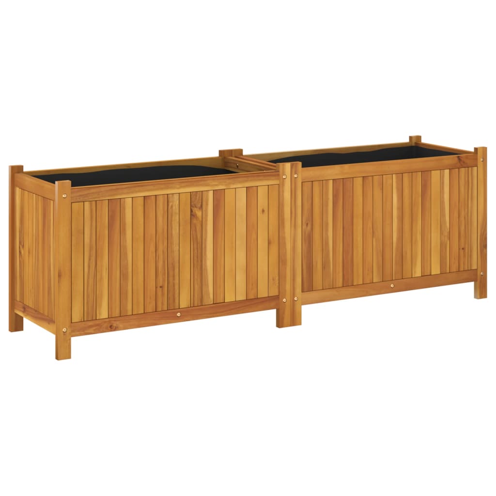 Garden Planter with Liner 153x38.5x50 cm Solid Wood Acacia