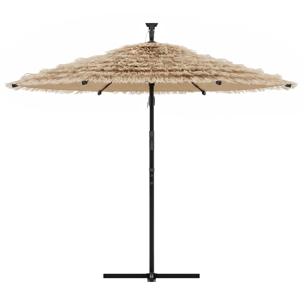 Garden Parasol with LEDs and Steel Pole Brown 269x269x235 cm