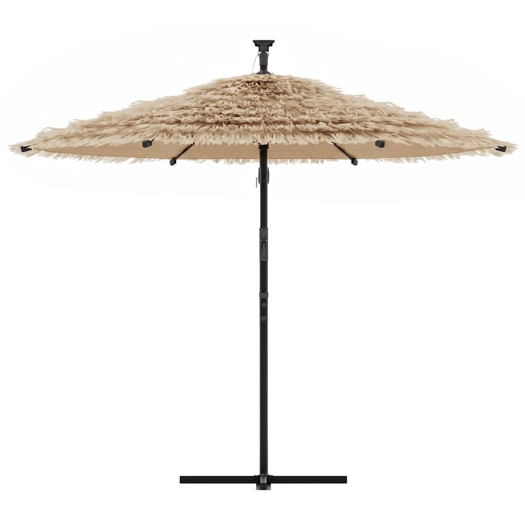 Garden Parasol with LEDs and Steel Pole Brown 290x290x238 cm