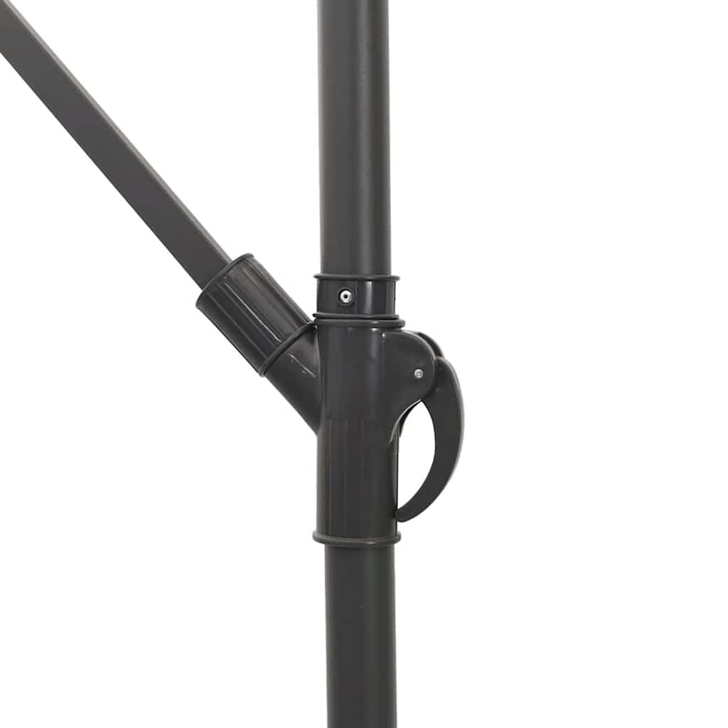 Garden Parasol with LEDs and Steel Pole Brown 290x290x238 cm