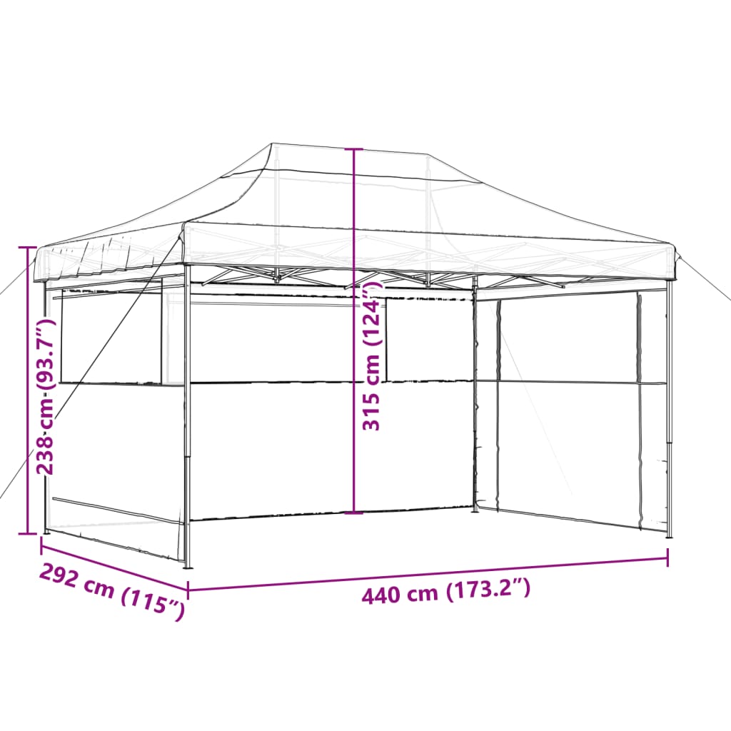 Party Tent 440 x 292 x 315 cm Terracotta with Blue Frame