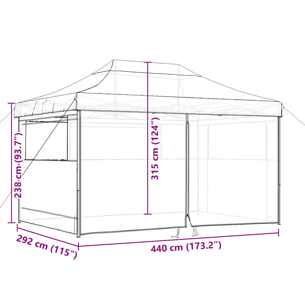 Foldable Party Tent Pop-Up with 4 Sidewalls Taupe