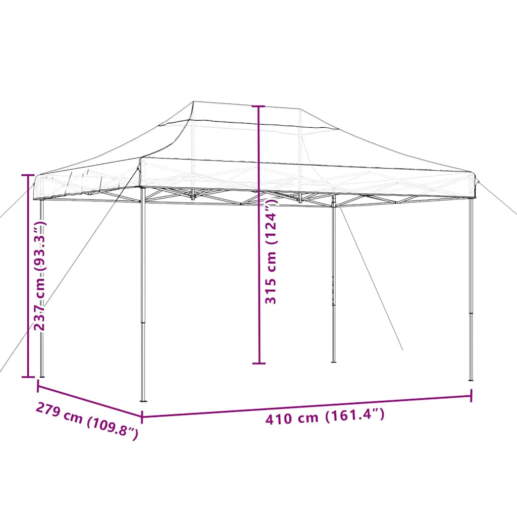 Foldable Party Tent Pop-Up Black 410x279x315 cm