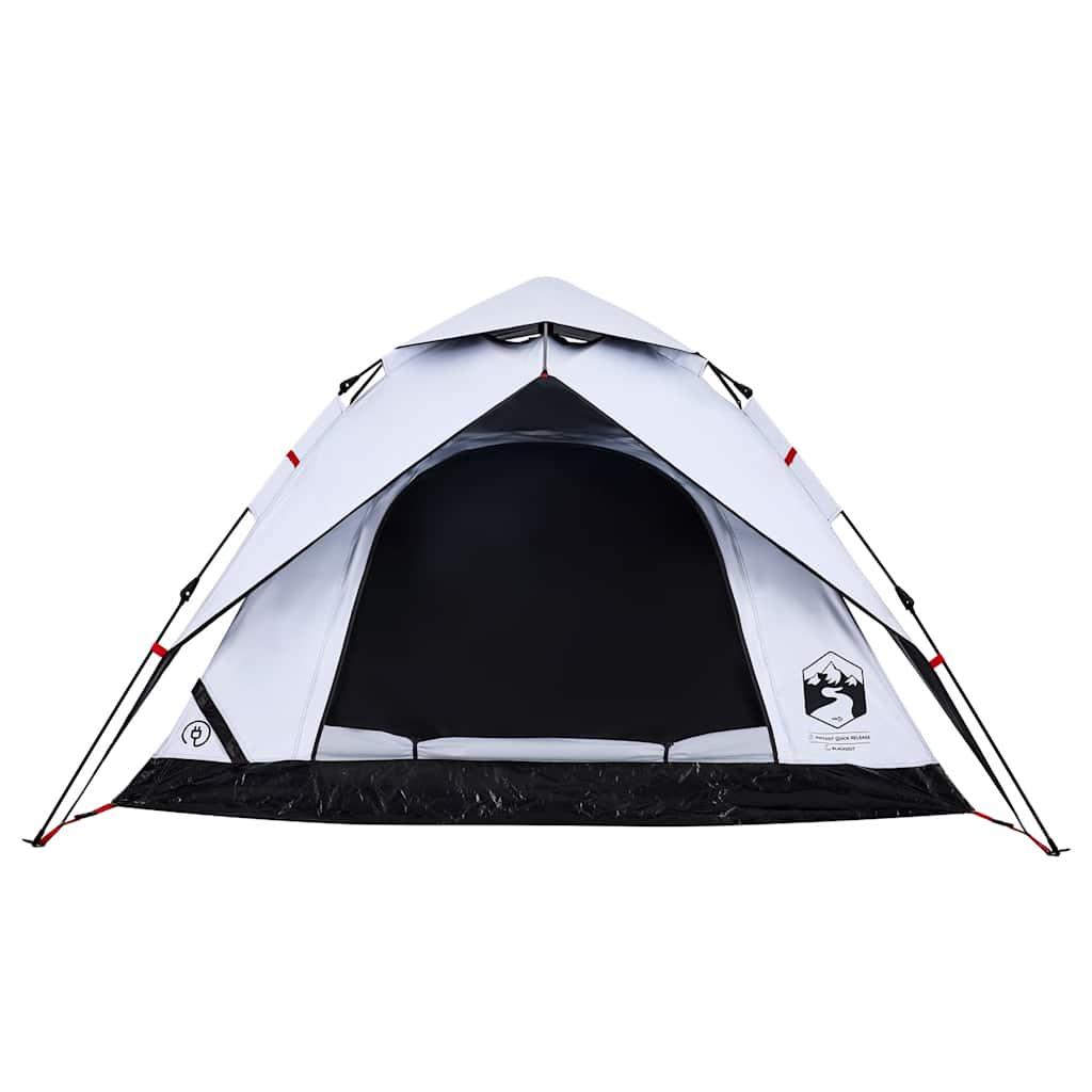 Camping Tent Dome 4-Person White Blackout Fabric Quick Release