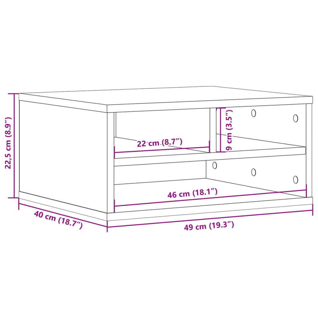 Printer Stand White 49x40x22.5 cm Engineered Wood