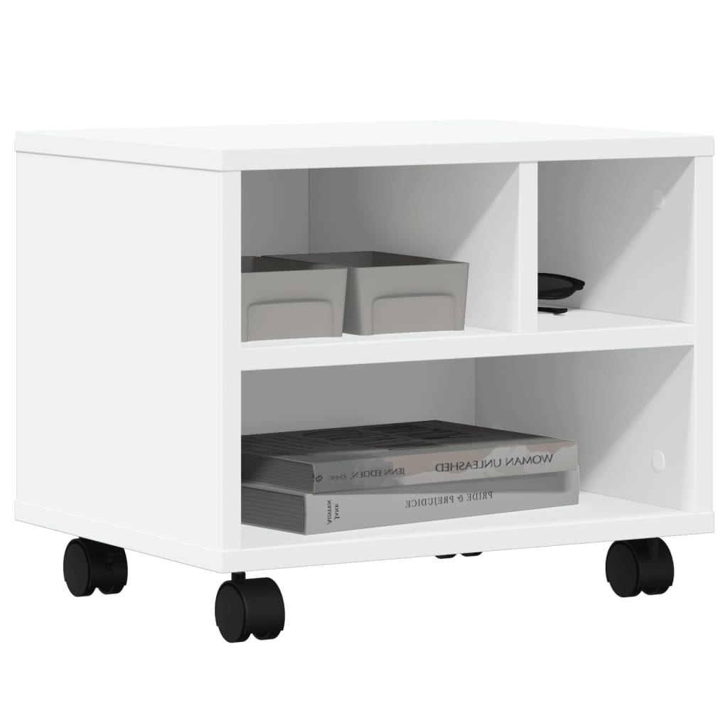Printer Stand with Wheels White 41x32x34.5 cm