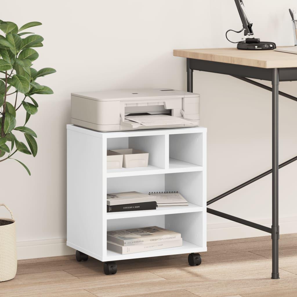 Printer Stand with Wheels White 41x32x48 cm