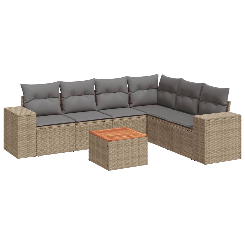 Patio Sofa Set 6-Seaters Beige and Grey