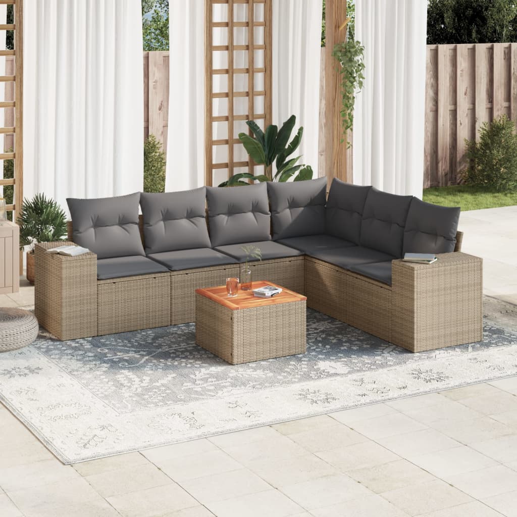 Patio Sofa Set 6-Seaters Beige and Grey