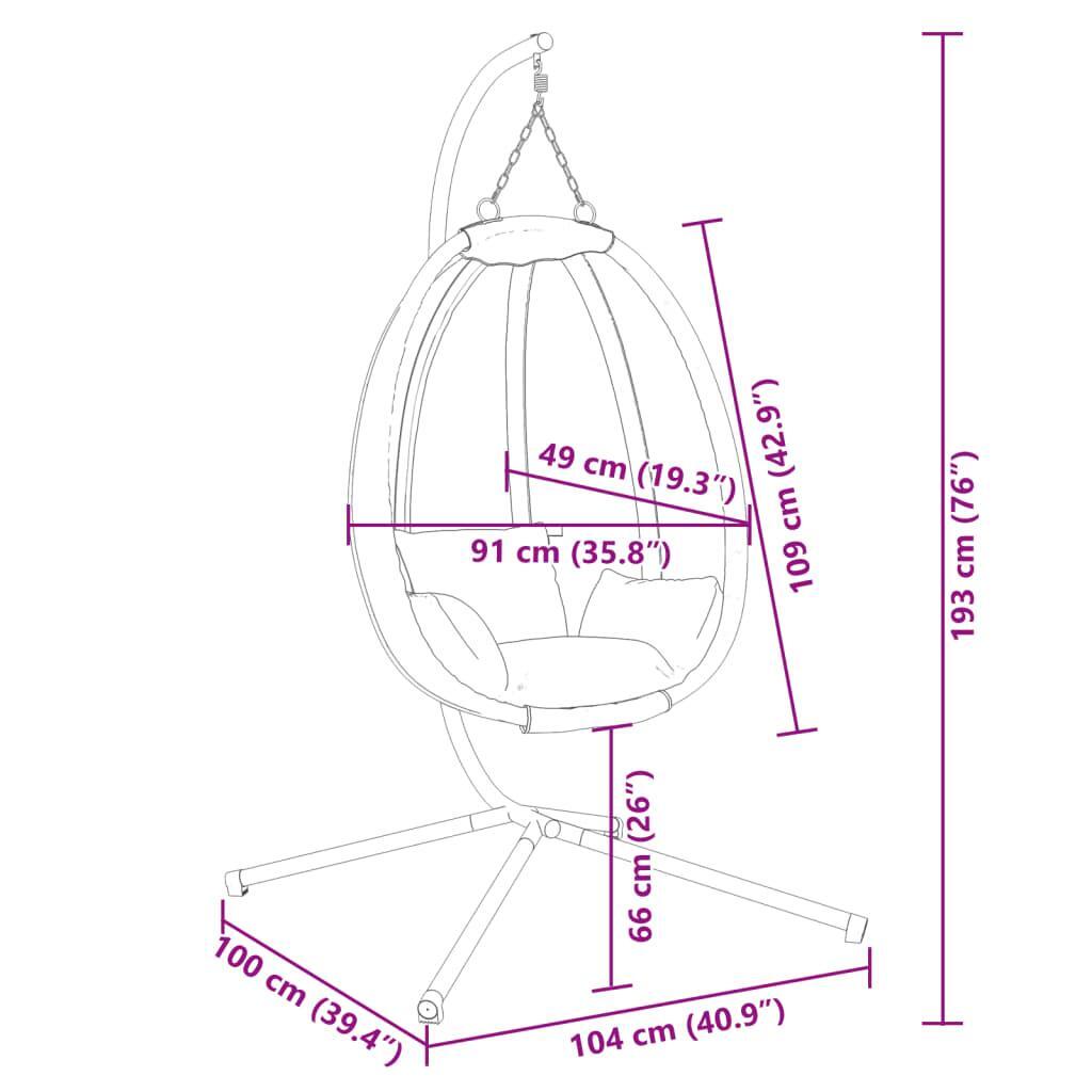 Hanging Egg Chair with Stand Taupe Fabric and Steel