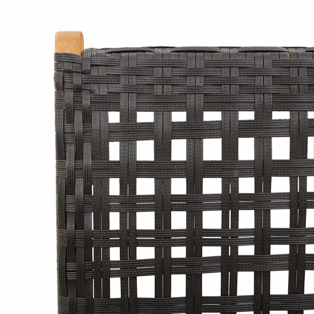 Reclining Folding Chairs 4 pcs Black Poly Rattan and Solid Wood