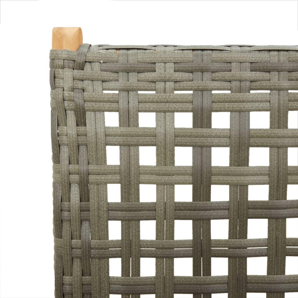 Reclining Folding Chairs 4 pcs Grey Poly Rattan and Solid Wood