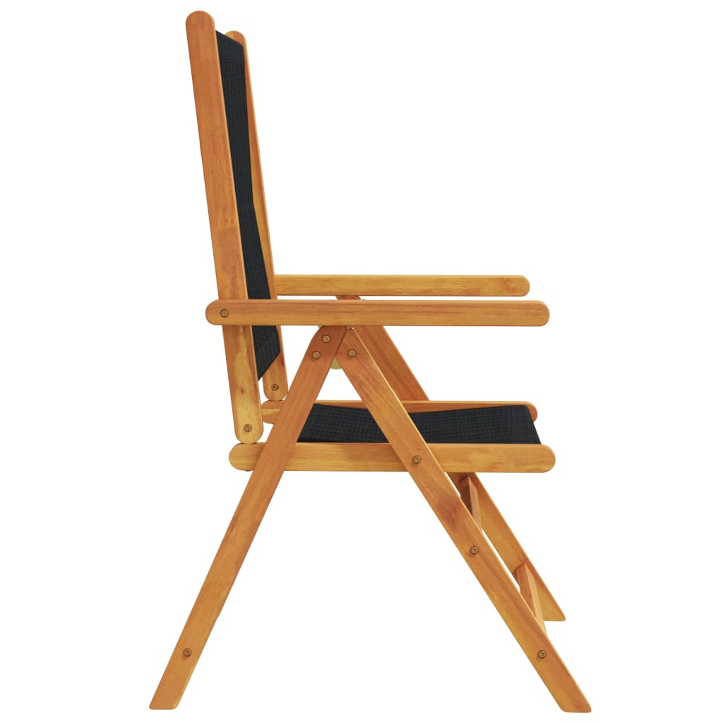 Reclining Folding Chairs 4 pcs Black Solid Wood Acacia