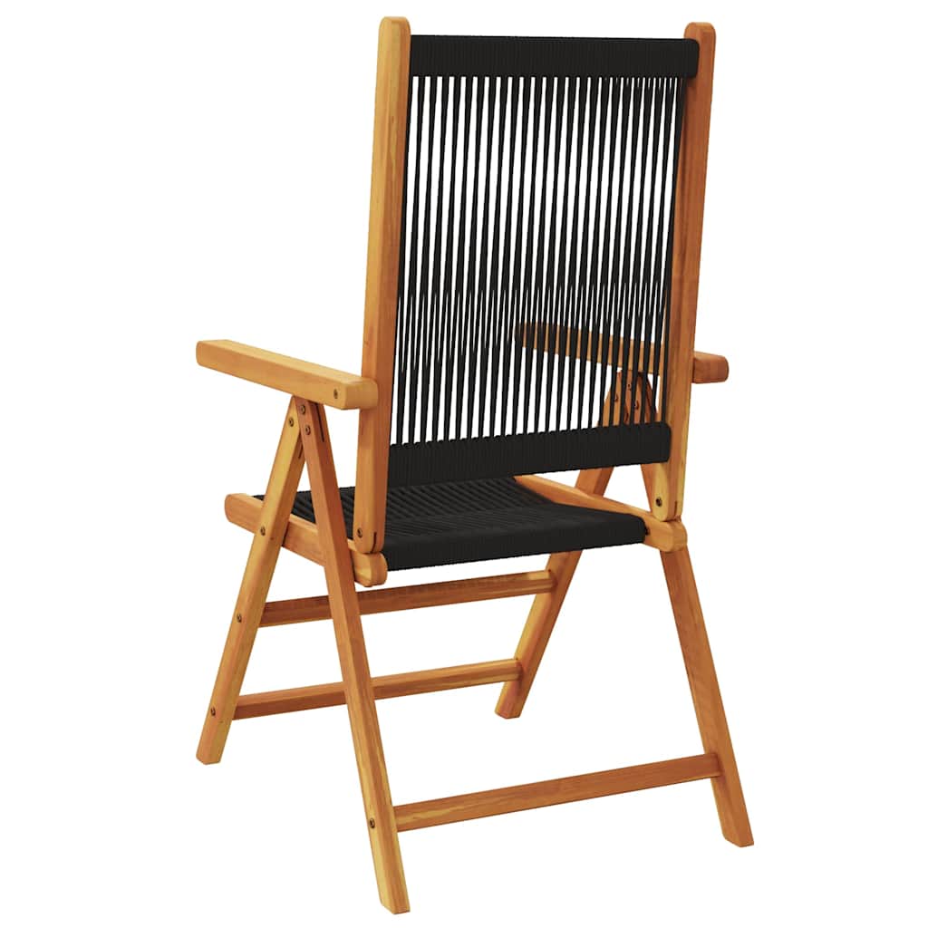 Reclining Folding Chairs 4 pcs Black Solid Wood Acacia