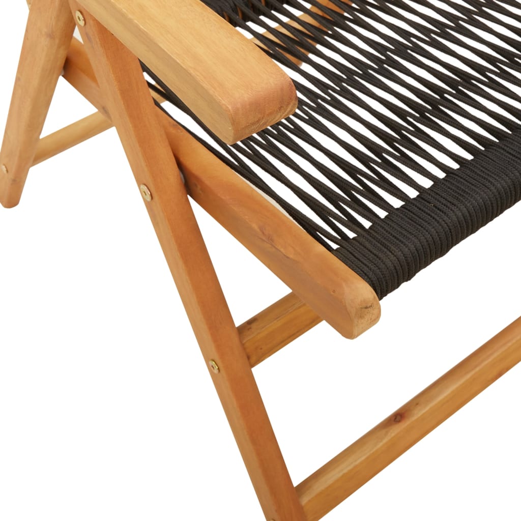 Reclining Folding Chairs 4 pcs Black Solid Wood Acacia