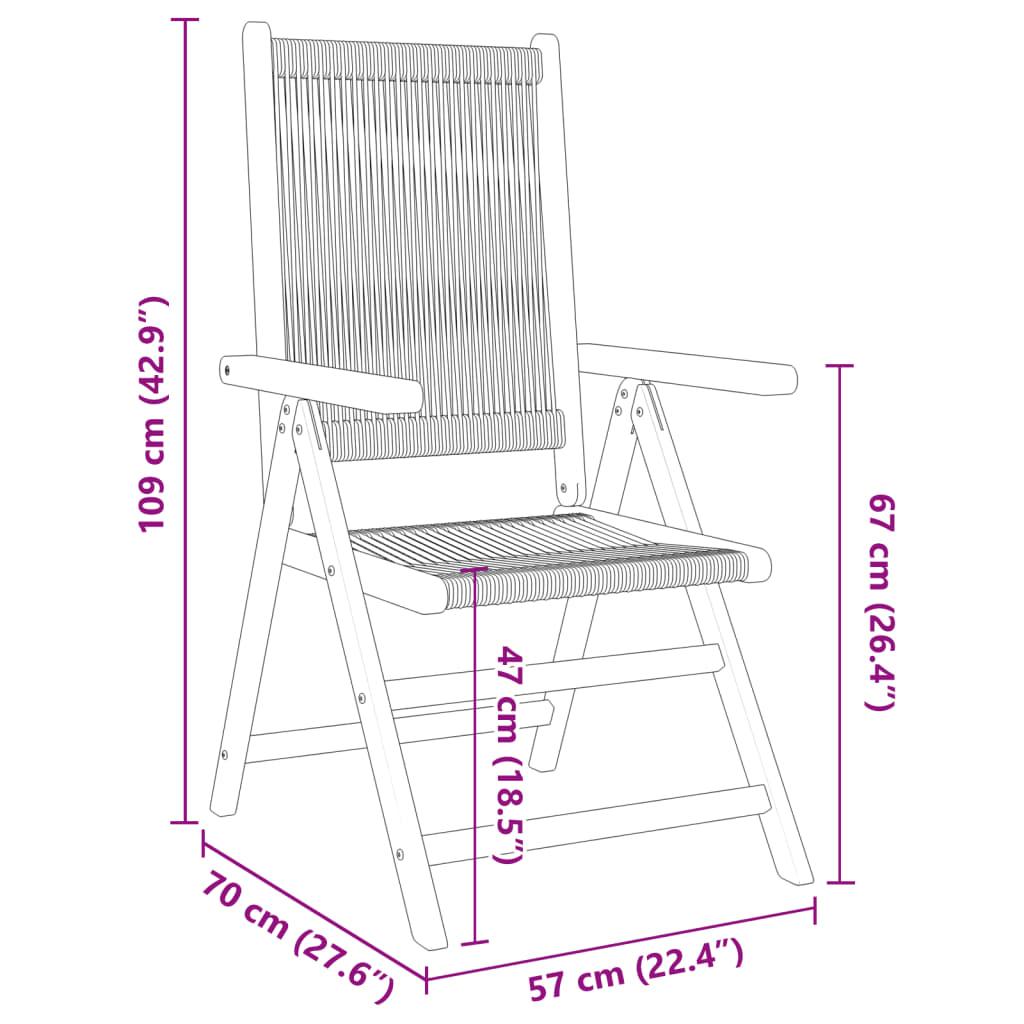 Reclining Folding Chairs 4 pcs Black Solid Wood Acacia