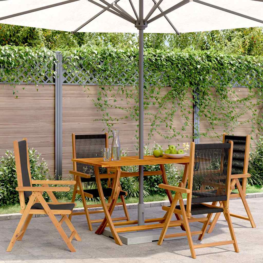 Reclining Folding Chairs 4 pcs Black Solid Wood Acacia