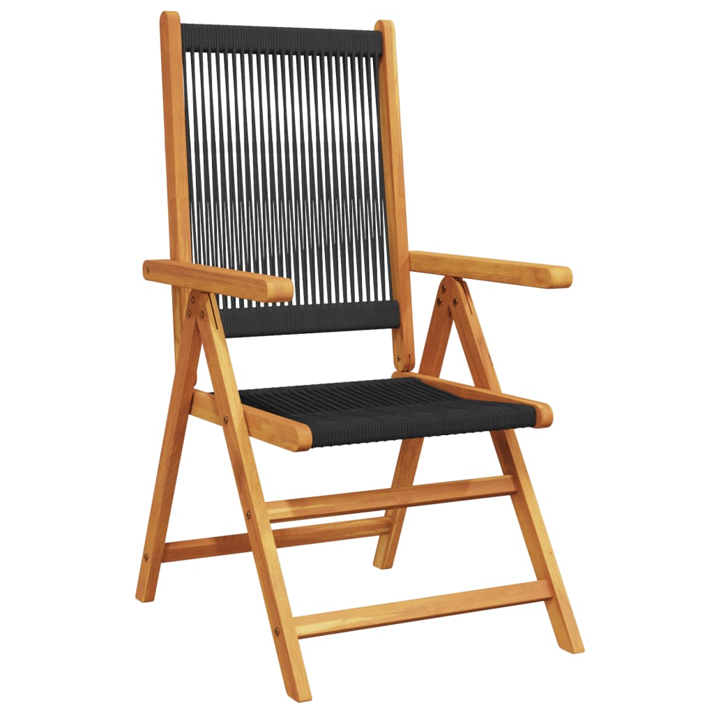 Reclining Folding Chairs 6 pcs Black Solid Wood Acacia