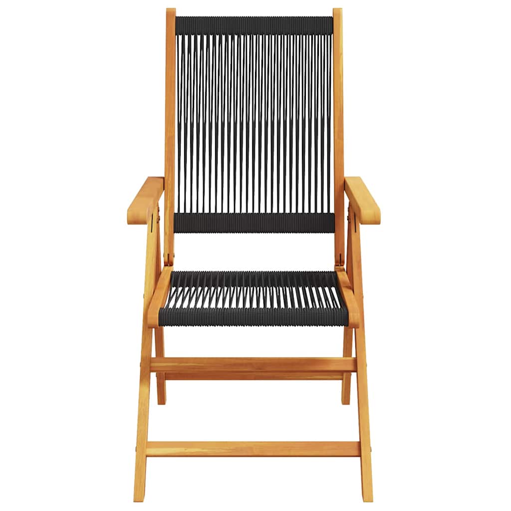 Reclining Folding Chairs 6 pcs Black Solid Wood Acacia