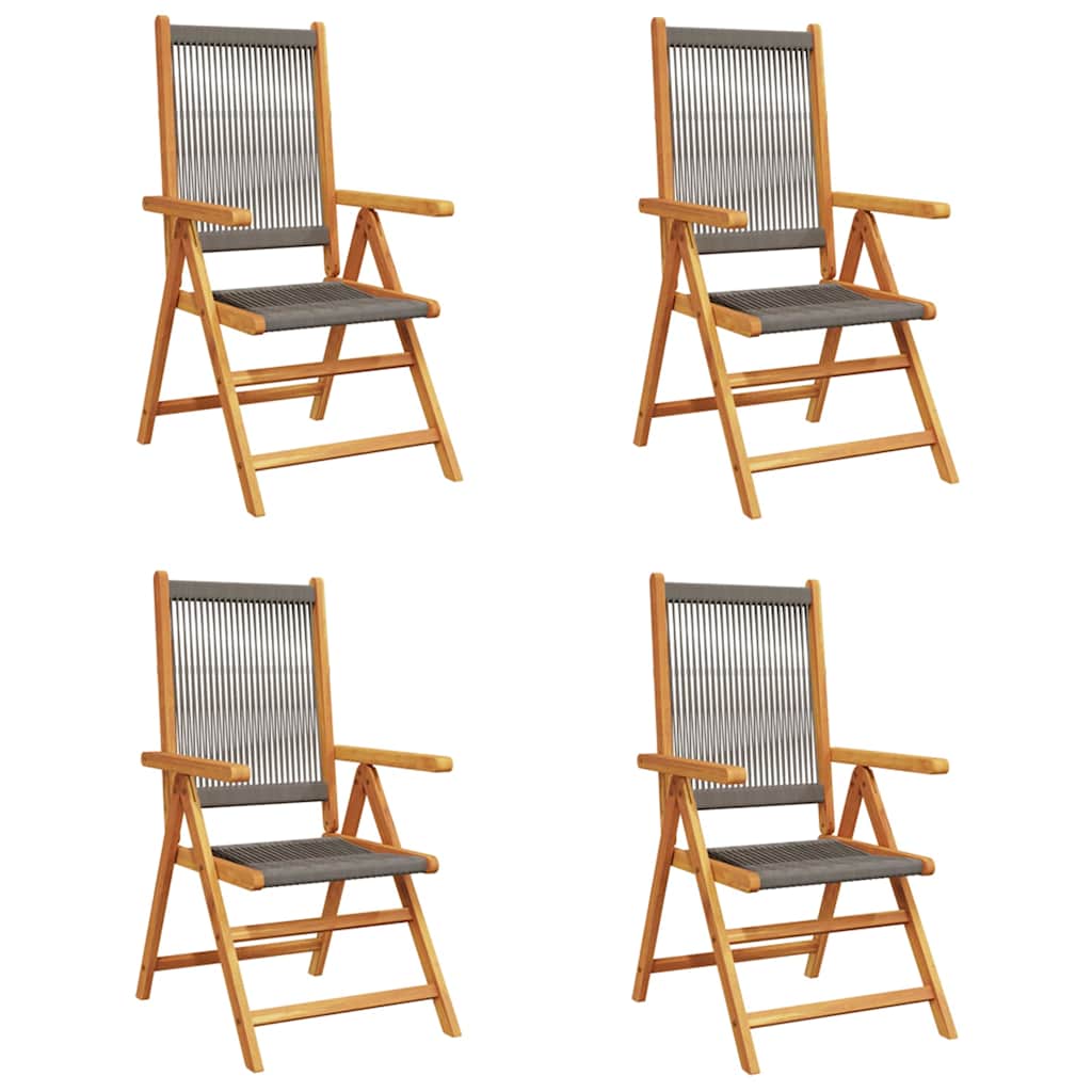 Reclining Folding Chairs 4 pcs Grey Solid Wood Acacia