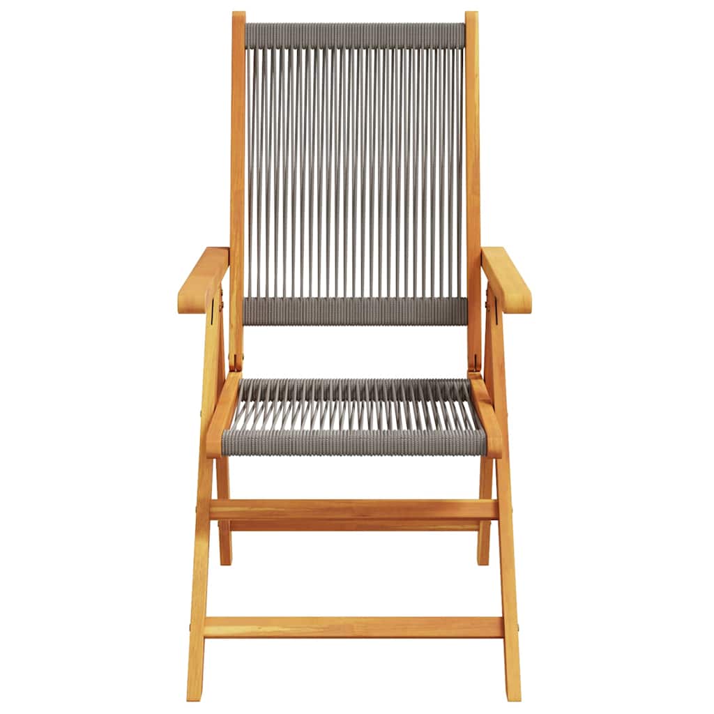 Reclining Folding Chairs 4 pcs Grey Solid Wood Acacia