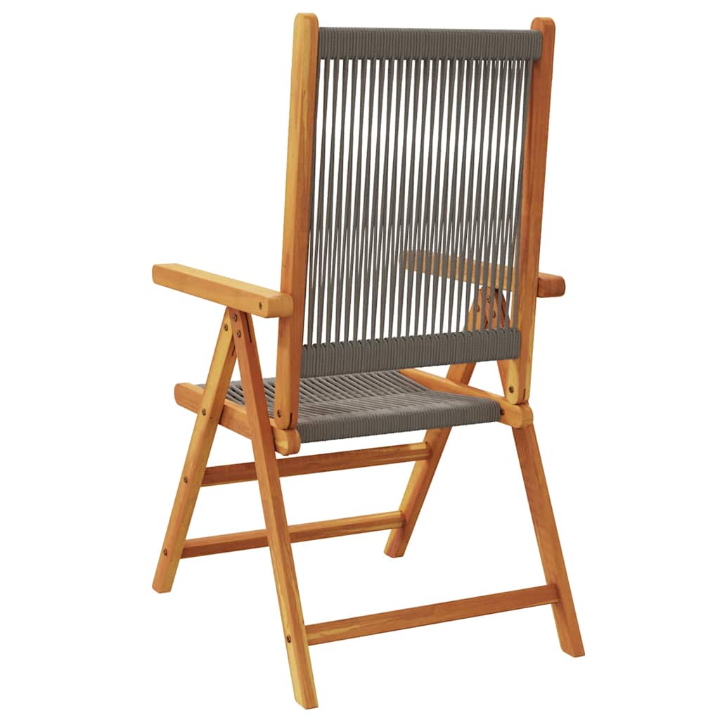 Reclining Folding Chairs 4 pcs Grey Solid Wood Acacia
