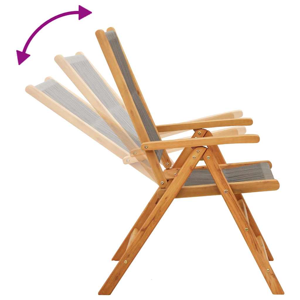 Reclining Folding Chairs 4 pcs Grey Solid Wood Acacia