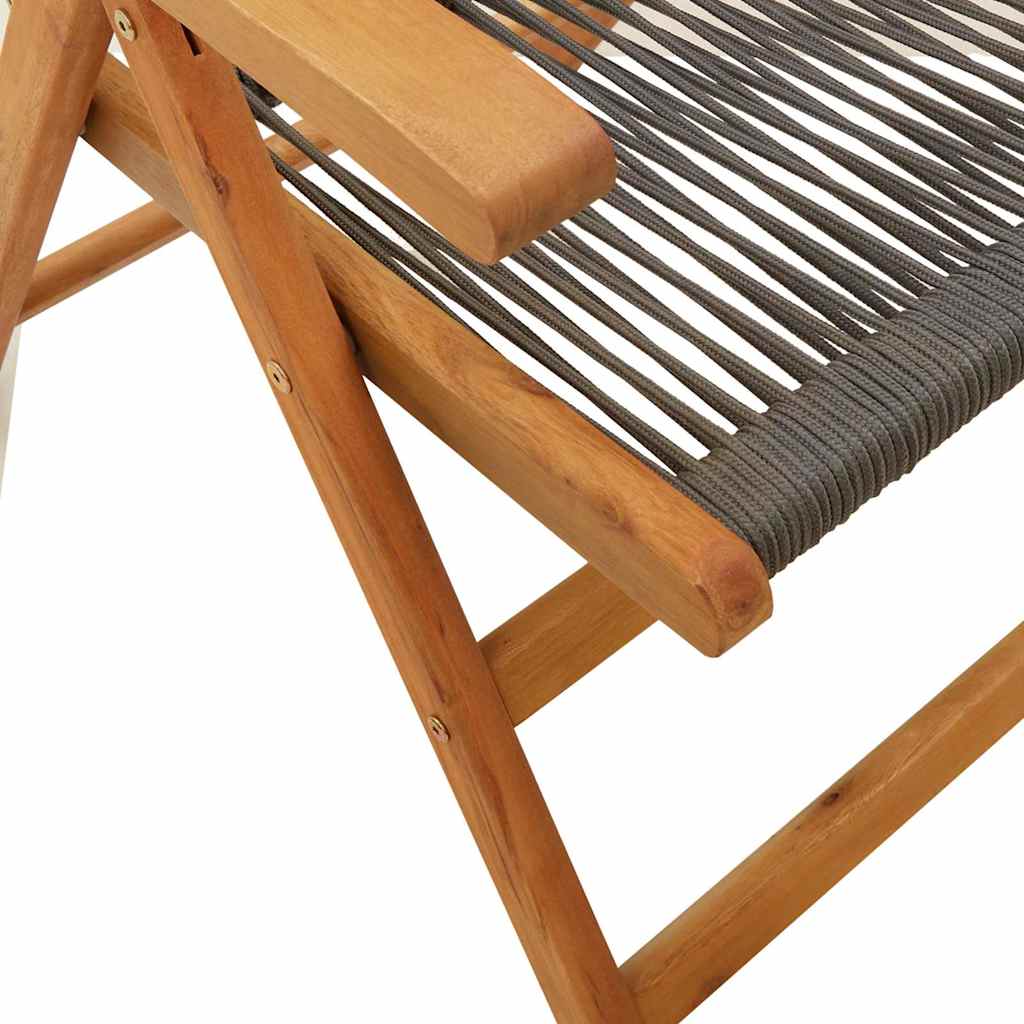 Reclining Folding Chairs 4 pcs Grey Solid Wood Acacia