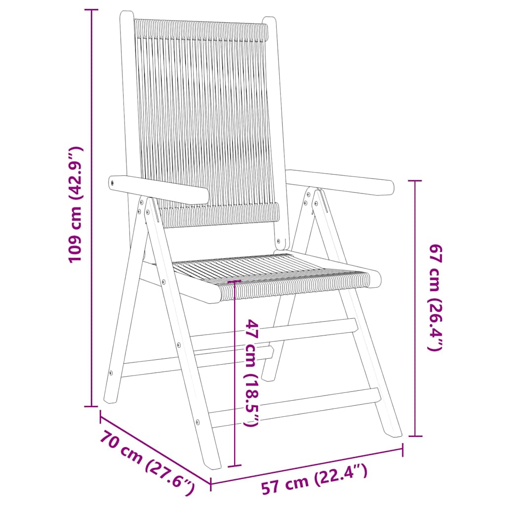 Reclining Folding Chairs 4 pcs Grey Solid Wood Acacia