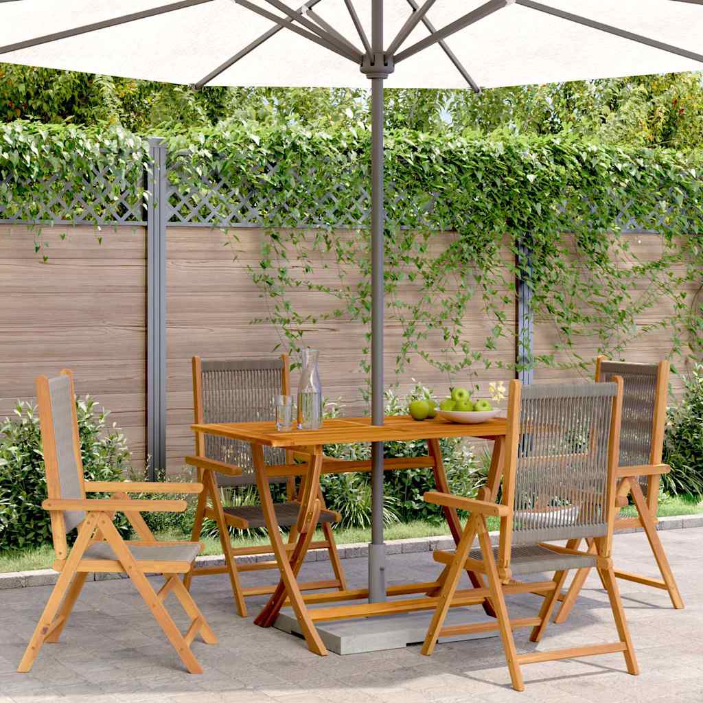 Reclining Folding Chairs 4 pcs Grey Solid Wood Acacia