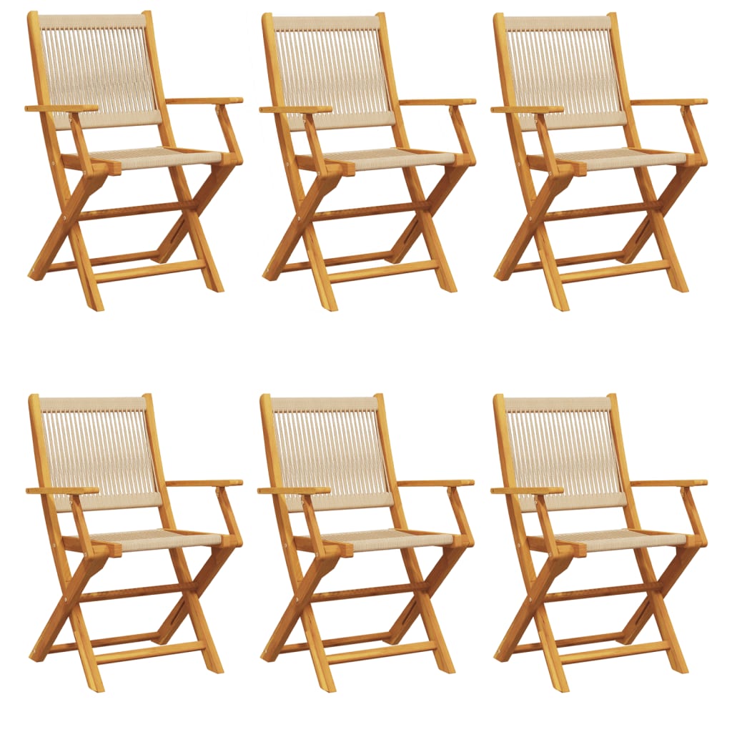 Folding Chairs 6 pcs Beige Solid Wood Acacia