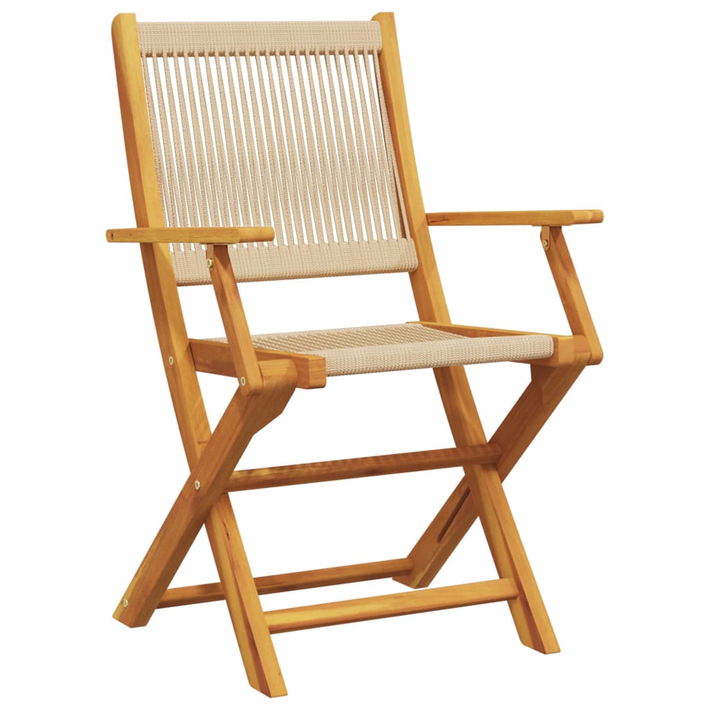 Folding Chairs 6 pcs Beige Solid Wood Acacia