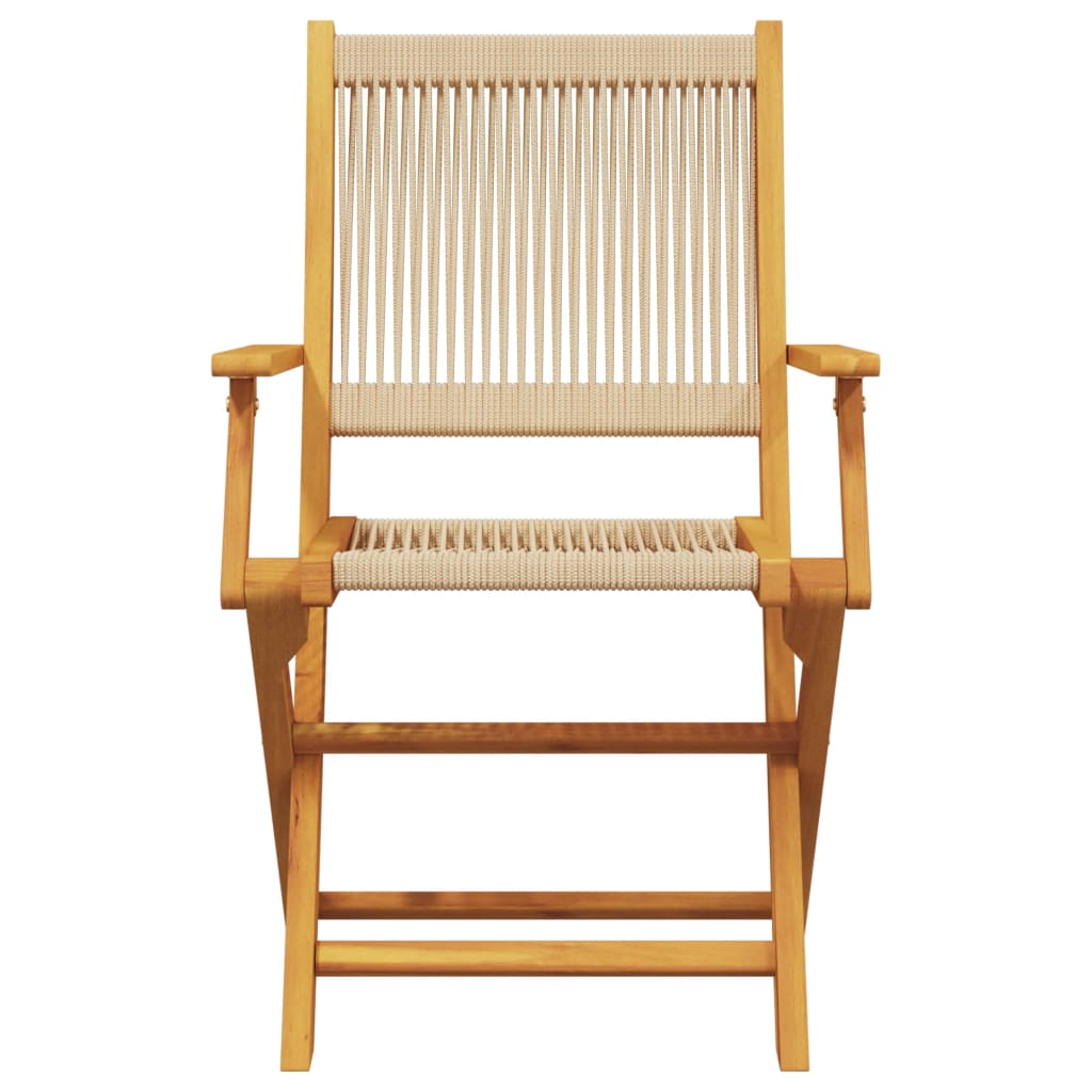 Folding Chairs 6 pcs Beige Solid Wood Acacia