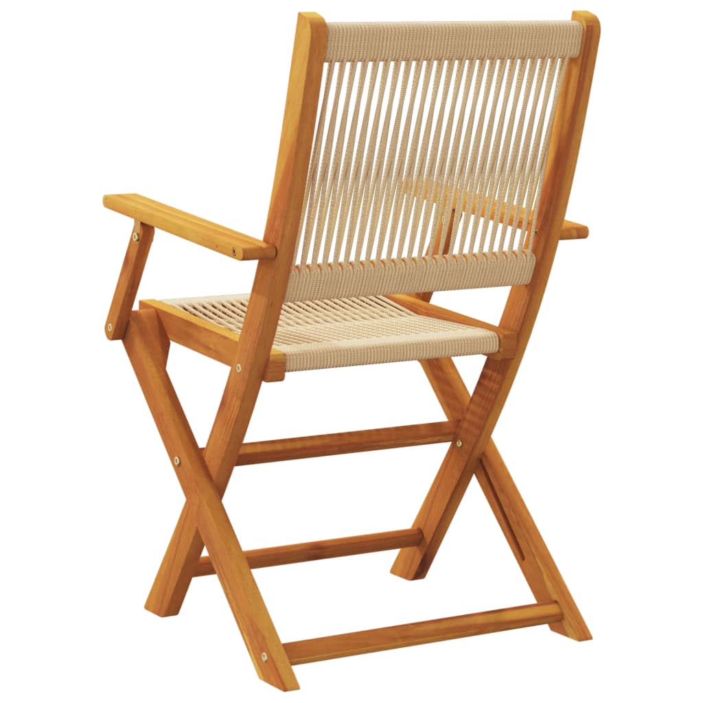 Folding Chairs 6 pcs Beige Solid Wood Acacia