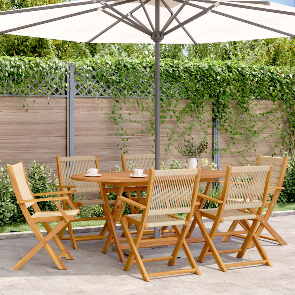 Folding Chairs 6 pcs Beige Solid Wood Acacia