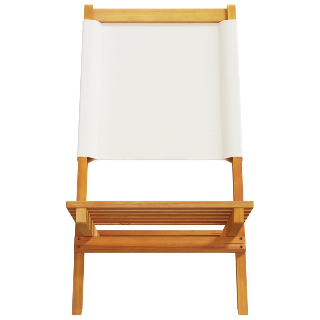 Folding Garden Chairs 4 pcs Cream White Fabric and Solid Wood