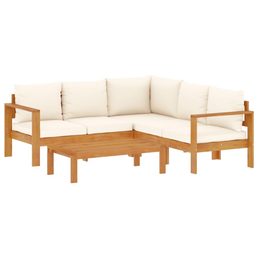 4 Piece Garden Sofa Set with Cushions Solid Wood Acacia
